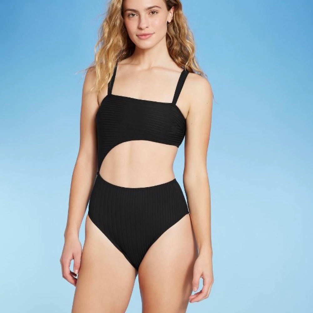 Black one piece swimming suit size L